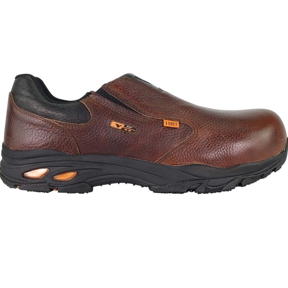 Thorogood Composite Safety Toe Slip-On Brown Leather Oxford Shoe Unisex - Picture 2 of 16